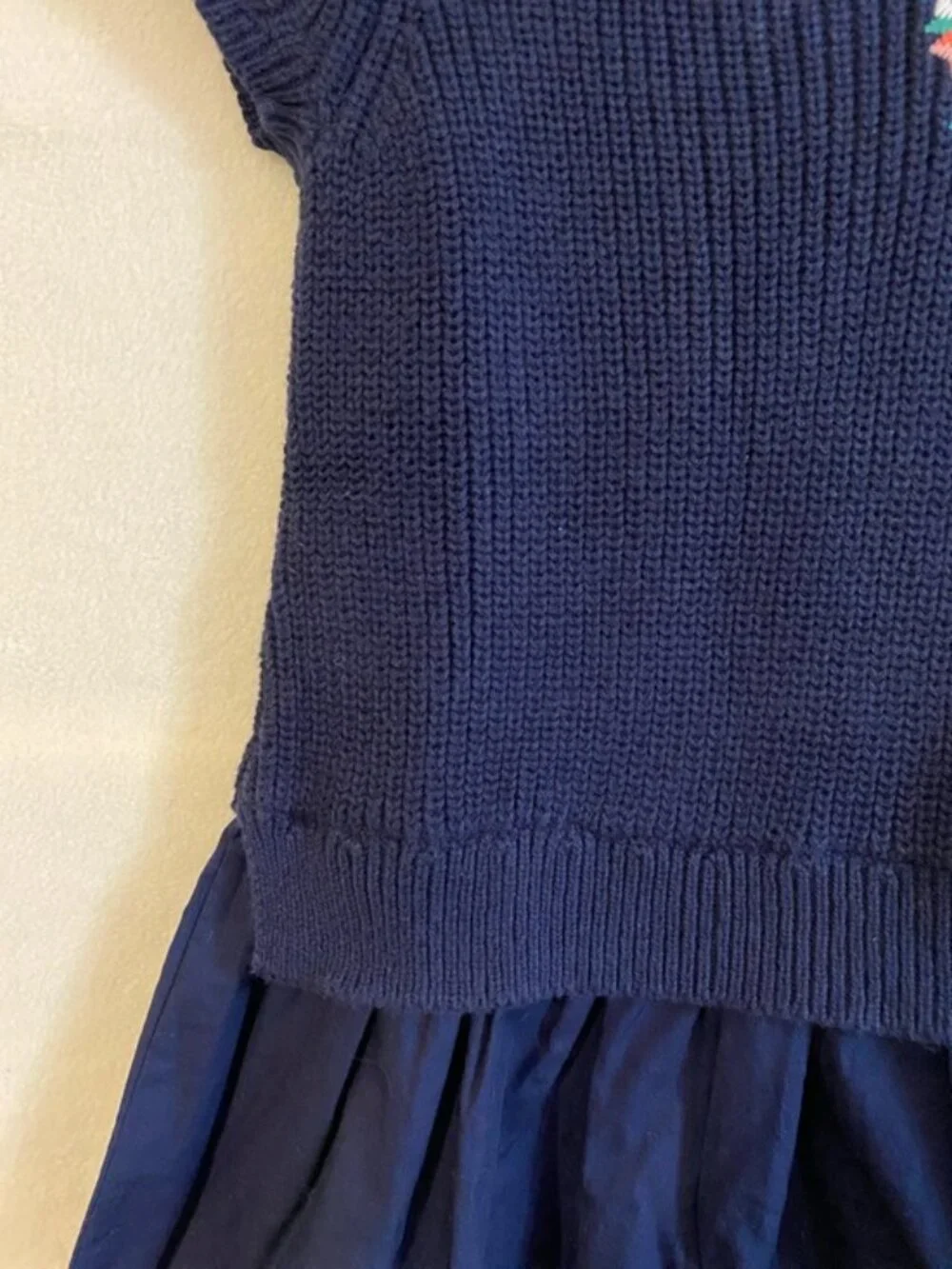 Janie & Jack 2T navy blue cotton drop waist sweater dress